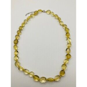 925 sterling silver 10mm-12mm natural citrine beaded Necklace